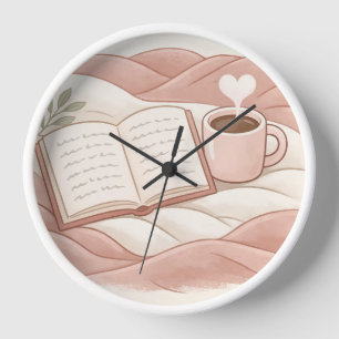 Gemütlicher Lesemoment - Kaffee- und Buchliebhaber Uhr