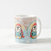 Gemütlicher Lesepinguin Winter-Kaffee-Tasse Kaffeetasse (VorderseiteRechts)