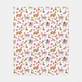 Gemütlicher Llama Alpaca Capybara HandIllustriert Fleecedecke