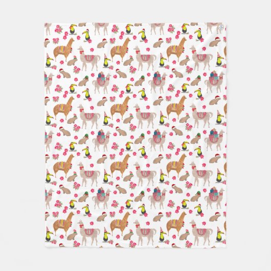 Gemütlicher Llama Alpaca Capybara HandIllustriert Fleecedecke (Vorderseite)