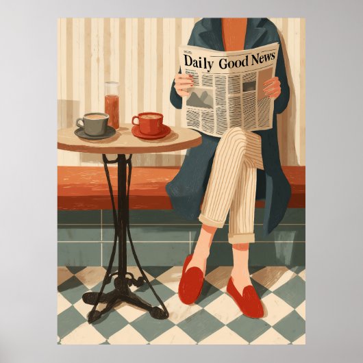 Gemütlicher Morgenkaffee und Nachrichten Poster (Vorne)