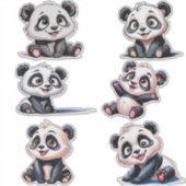 Gemütlicher niedlicher Cartoon Pandas Aufkleber (Vorderseite)