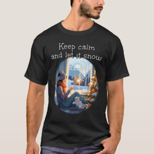 Gemütlicher Ort mit Katze, um ruhig zu bleiben und T-Shirt