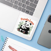 Gemütlicher Panda zurück zur Schule Aufkleber (Laptop mit iPhone)