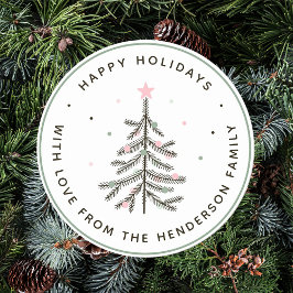 Gemütlicher Pastelweihnachtsbaum Runder Aufkleber