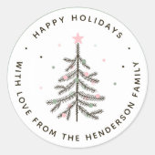 Gemütlicher Pastelweihnachtsbaum Runder Aufkleber (Vorderseite)