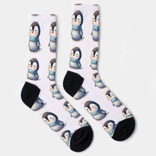 Gemütlicher Penguin - Crew Socken (Rechts)