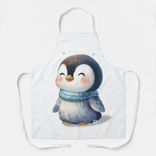 Gemütlicher Pinguin - Niedliche digitale Kunst Schürze (Vorderseite)