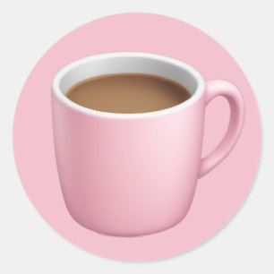 Gemütlicher Pink Tasse Emoji Runder Aufkleber