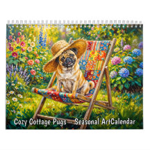 Gemütlicher Pug-Kalender im Cottage-Stil - Saisona