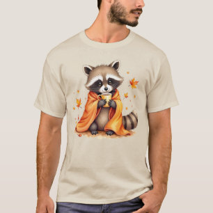Gemütlicher Raccoon bei einem Blanket-Drink-Kaffee T-Shirt