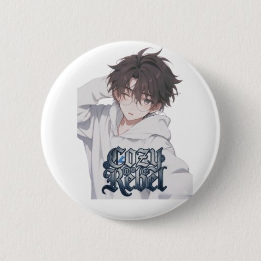 Gemütlicher Rebell Anime Junge - Süße Ästhetik Bri Button (Vorderseite)