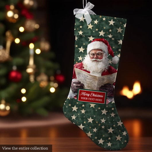 Gemütlicher Red Green Santa Strumpf mit Ihrem Name Großer Weihnachtsstrumpf