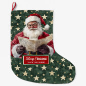 Gemütlicher Red Green Santa Strumpf mit Ihrem Name Großer Weihnachtsstrumpf (Vorderseite)