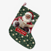 Gemütlicher Red Green Santa Strumpf mit Ihrem Name Großer Weihnachtsstrumpf (Vorderansicht (hängend))