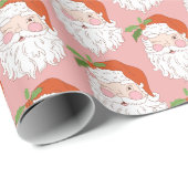 Gemütlicher Retro Rosa Weihnachtsmann Weihnachten Geschenkpapier (Rolleneckpunkt)