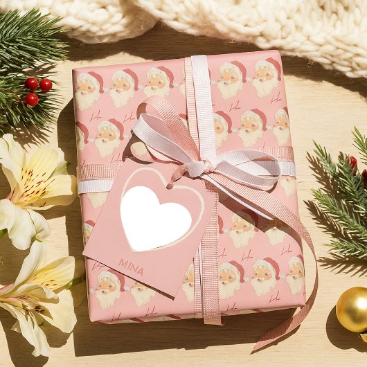 Gemütlicher Retro Rosa Weihnachtsmann Weihnachten Geschenkpapier
