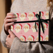 Gemütlicher Retro Rosa Weihnachtsmann Weihnachten Geschenkpapier