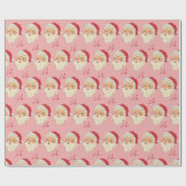 Gemütlicher Retro Rosa Weihnachtsmann Weihnachten Geschenkpapier (Flach)