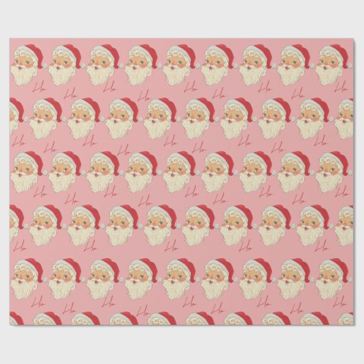 Gemütlicher Retro Rosa Weihnachtsmann Weihnachten Geschenkpapier (Flach)