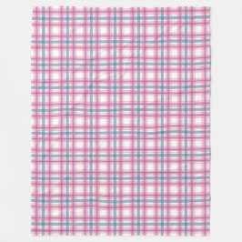 Gemütlicher rosa und blauer Tartan Fleecedecke