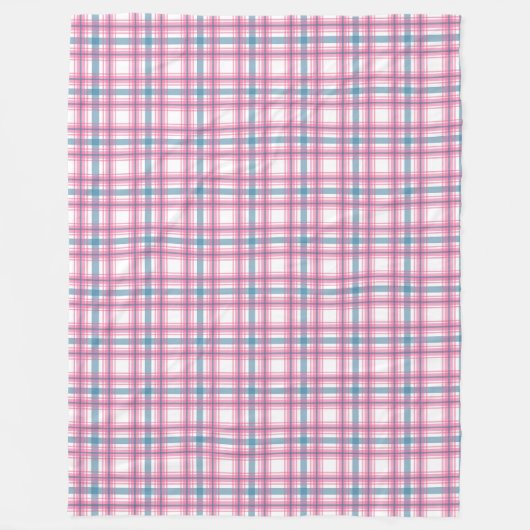 Gemütlicher rosa und blauer Tartan Fleecedecke (Vorderseite)