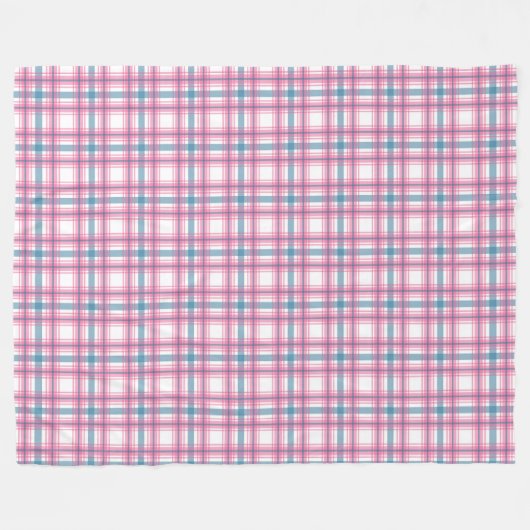 Gemütlicher rosa und blauer Tartan Fleecedecke (Vorderseite (Horizontal))
