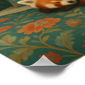 Gemütlicher Roter Panda-Blumenstrauß Poster (Ecke)