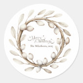 Gemütlicher rustikaler Weihnachtskranz Runder Aufkleber (Vorderseite)