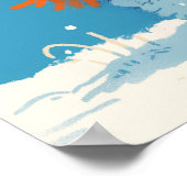 Gemütlicher Samojede-Hund mit Mini-Schneemann Poster (Ecke)