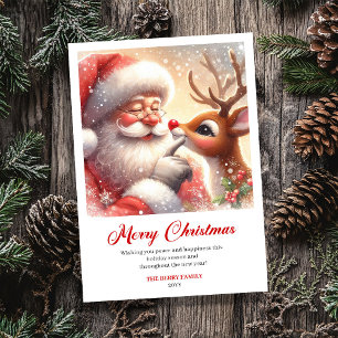 Gemütlicher Santa und Rudolph warme Weihnachtsgrüß Feiertagskarte