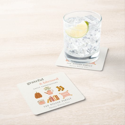 Gemütlicher Scandi Herbst Essenzieller Erntedank Rechteckiger Pappuntersetzer (Vor Ort)