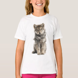 Gemütlicher Schal Wolf Welpe Kinder T-Shirt
