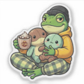 Gemütlicher Schlafanzug-Frosch-Aufkleber Aufkleber (Vorderseite)
