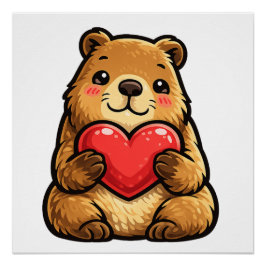 Gemütlicher schlafender Fuchs auf Kissen Cute Kawa Poster