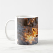 Gemütlicher Schlaffox unter verschneiten Zweigen Kaffeetasse (Links)
