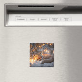 Gemütlicher Schlaffox unter verschneiten Zweigen Magnet (In Situ (Geschirrspüler))