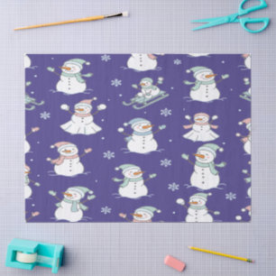 Gemütlicher Schneemann im Winter Seidenpapier