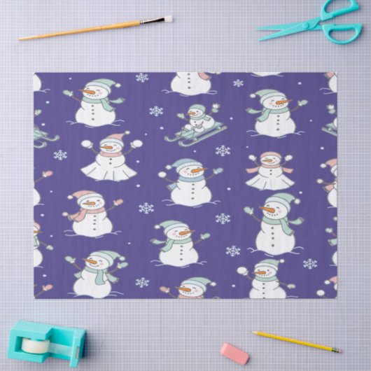 Gemütlicher Schneemann im Winter Seidenpapier (Basteln)