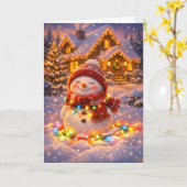 Gemütlicher Schneemann Karte (Gelbe Blume)