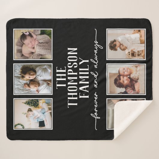 Gemütlicher Schwarz Personalisierter, individuelle Sherpadecke (Vorderseite (Horizontal))