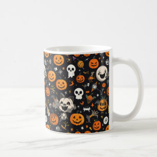 Gemütlicher schwarzer Hintergrund Geist & Kürbis A Kaffeetasse