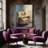 Gemütlicher Sessel mit Book by Window - Impression Poster