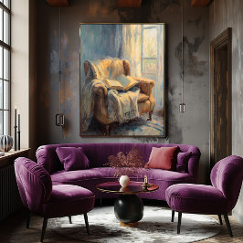 Gemütlicher Sessel mit Book by Window - Impression Poster