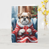 Gemütlicher Shih Tzu mit Geschenk Winter Wasserfar Karte (Gelbe Blume)