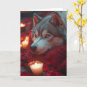 Gemütlicher sibirischer Husky-Valentinstag Karte (Gelbe Blume)