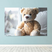 Gemütlicher Sitzender Teddybär Leinwanddruck (Insitu (Holzboden))