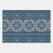 Gemütlicher skandinavischer Blue & Peach Winter Sw Geschenkpapier Set (Vorderseite 3)