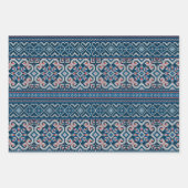 Gemütlicher skandinavischer Blue & Peach Winter Sw Geschenkpapier Set (Vorderseite 2)