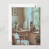 Gemütlicher skandinavischer Fensterplatz - Minimal Postkarte (Vorne/Hinten)